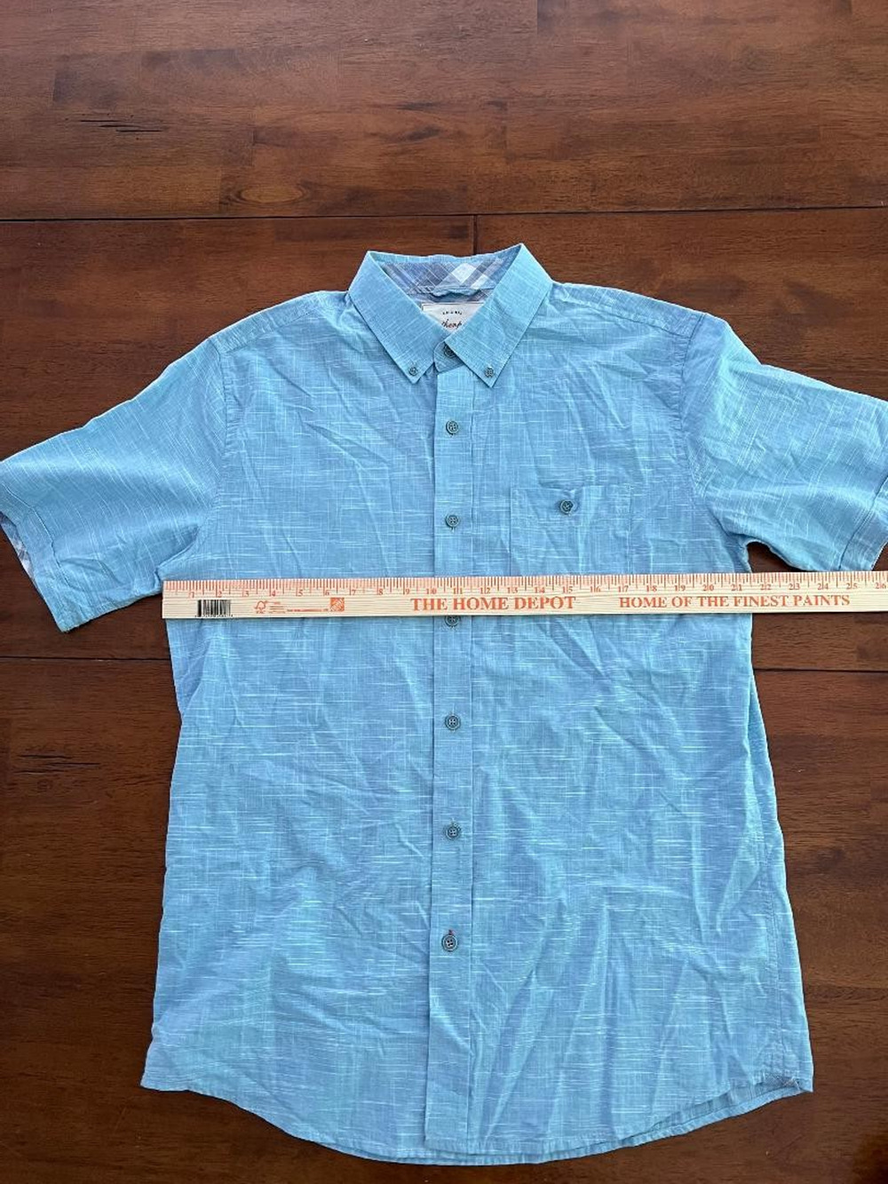 Mens Original Weatherproof Vintage Short Sleeve Button Up Shirt Blue, Size M